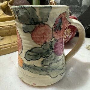Hand Made & Signed Pottery Vegetable Design Mug